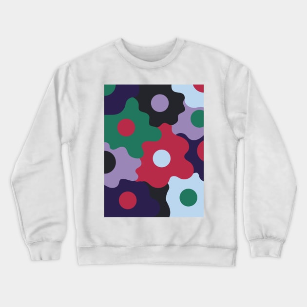 Retro Groovy Egg Flowers - Deep Winter Seasonal Color Palette Crewneck Sweatshirt by aaalou